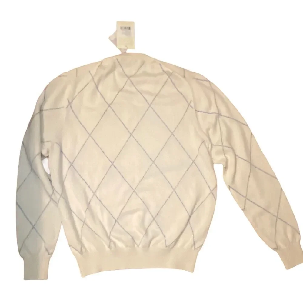 Fairway & Greene Argyle Pima Cotton Sweater Vest Mens Ivory L/S Med NEW $119 - Picture 3 of 12